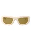 Bottega Veneta White White Brown Acetate Sunglasses In Multi