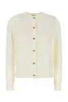 Bottega Veneta Wool Cardigan With Long Sleeves And Crew Neck In Neutral