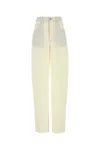 Bottega Veneta Wide-leg Wool Trousers With Pockets And Stitching In Dove