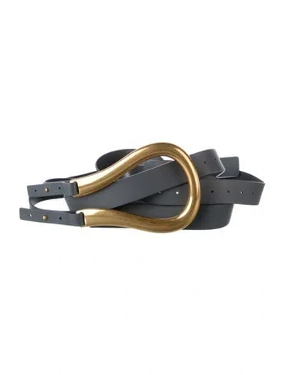 Pre-owned Bottega Veneta Wide Leather Belt In Grey