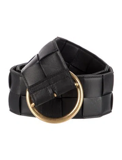 Pre-owned Bottega Veneta Wide Leather Belt Kit In Black