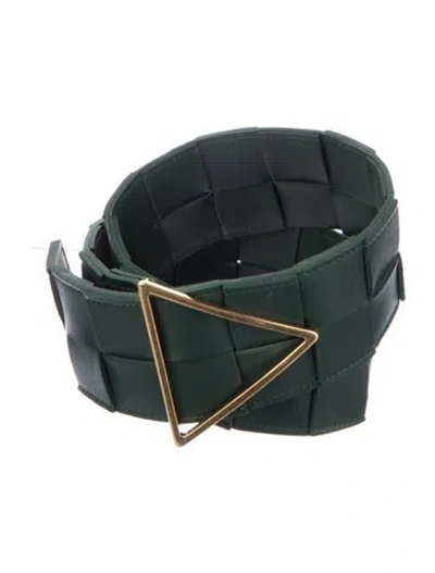 Pre-owned Bottega Veneta Wide Leather Waist Belt In Green