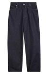 Bottega Veneta Mens Brand-patch Contrast-stitching Wide-leg Regular-fit Wool Trousers Indigo In 4245 Indigo