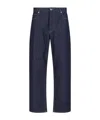 Bottega Veneta Mens Brand-patch Contrast-stitching Wide-leg Regular-fit Wool Trousers Indigo In Black
