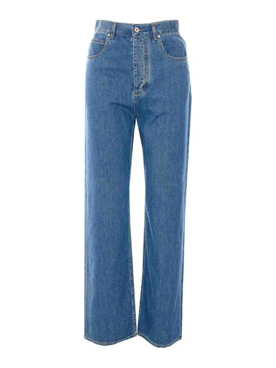 Bottega Veneta Medium Indigo Wide Leg Jeans In Blue
