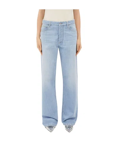 Bottega Veneta Wide Leg Light-bleached Denim In Blue