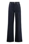 Bottega Veneta Wide-leg Denim Trousers Featuring Belt Loops In Multi