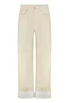 Bottega Veneta Stone Washed Printed Turned Up Denim In Green