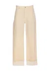 Bottega Veneta Wide Leg Jeans With Cuffs In Green