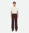 Bottega Veneta Wide Leg Leather Trousers In Brown