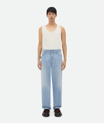 Bottega Veneta Wide Leg Light-bleached Denim In Blue