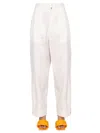 Bottega Veneta Pleated Cotton Tapered Trousers In White