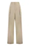 Bottega Veneta Cotton Blend Pant With Wide Leg Cut In Neutrals