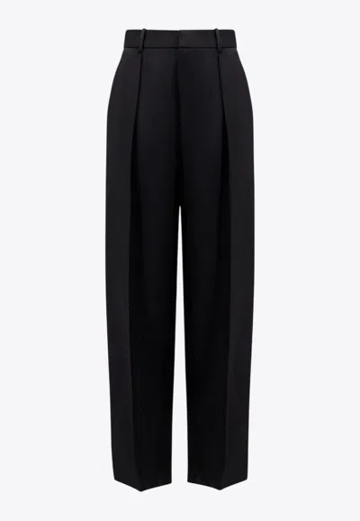 Bottega Veneta Wide-leg Tailored Wool Pants In Black