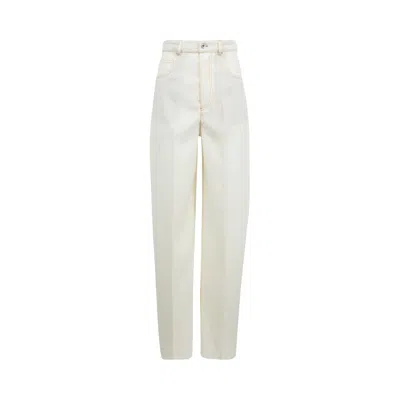 Pre-owned Bottega Veneta Wide Leg Trouser 'dove' | White | Women's Size 38