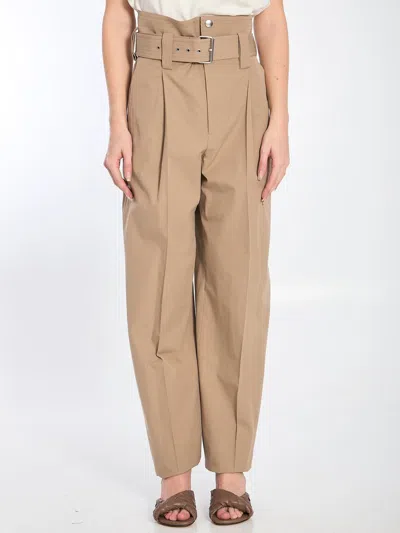Bottega Veneta Wide Leg Trousers In Beige
