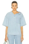 Bottega Veneta Blue Denim Cotton Blouse For Women | Designer Ss24 Collection In Bleached Light Denim