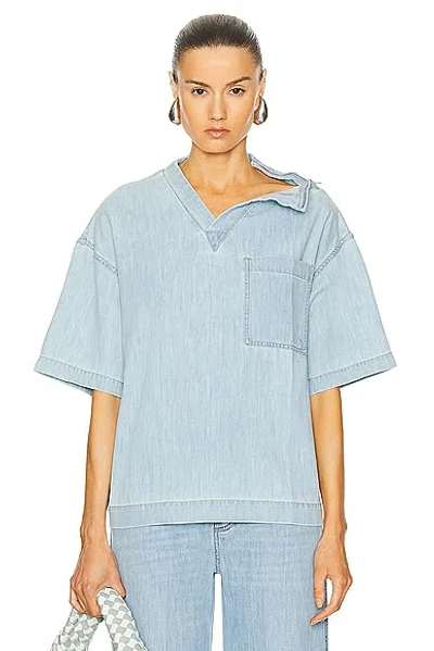 Bottega Veneta Wide Shirt In Bleached Light Denim