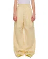 Bottega Veneta Wide Silk And Cotton Trousers In Neutrals