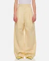 Bottega Veneta Wide Silk And Cotton Trousers In Yellow