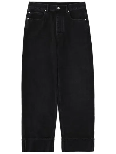 Bottega Veneta Wide-fit Folded-hem Jeans In Black