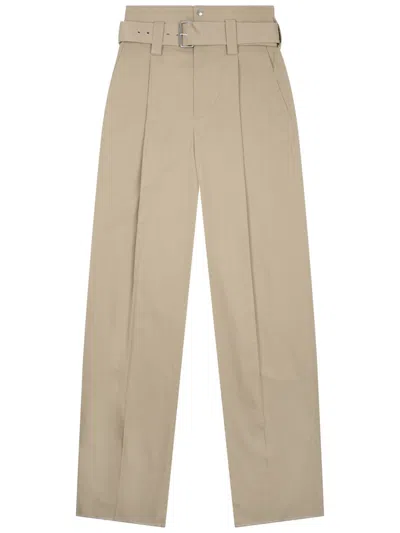 Bottega Veneta Wide-leg Cotton Blend Trousers In Beige