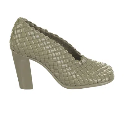 Pre-owned Bottega Veneta Wmns Mini Lido Weave Pump 'gloss Green' | Women's Size 37