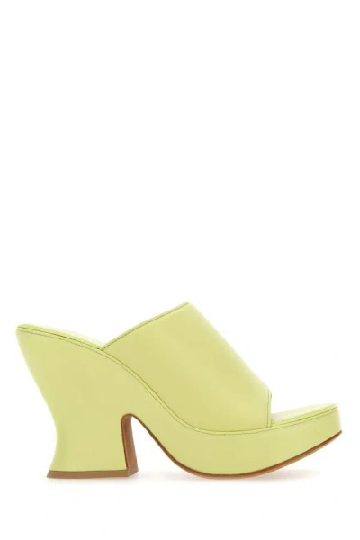 Bottega Veneta Acid Green Nappa Leather Stack Sabot In Yellow