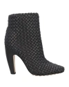 Bottega Veneta Dark Brown Leather Atomic Ankle Boots In Black