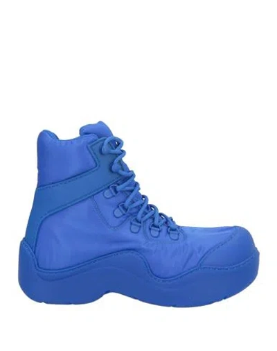 Bottega Veneta Woman Ankle Boots Bright Blue Size 7 Textile Fibers