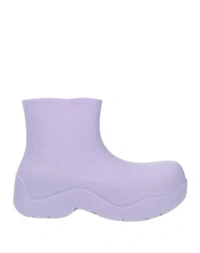 Bottega Veneta Woman Ankle Boots Lilac Size 8 Rubber In Purple