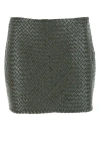 Bottega Veneta Green Intrecciato Raffia Mini Skirt For Women In Green