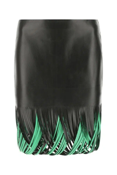 Bottega Veneta Woman Black Nappa Leather Skirt