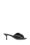 Bottega Veneta Interciato Woven Twist Mule Sandals In Black