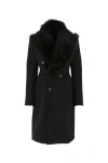 Bottega Veneta Shearling-trim Double-breasted Coat In Black