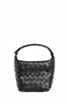 Bottega Veneta Black-gold Wallace Micro Leather Hobo Bag In Black