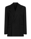 Bottega Veneta Grey Pinstripe Double-breasted Jacket With Wide Revers In Wool Woman In Black