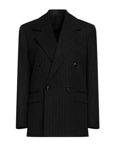 Bottega Veneta Grey Pinstripe Double-breasted Jacket With Wide Revers In Wool Woman In Multicolor