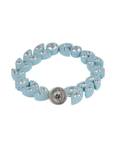 Bottega Veneta Woman Bracelet Sky Blue Size S Metal In Blue