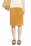 Bottega Veneta Fringed Hem Lurex Ribbed Midi Skirt In Brown