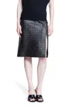 Bottega Veneta Womens Intrecciato Two-slip-pockets Leather Midi Skirt Black In Brown