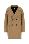 Bottega Veneta Beige Double Breasted Over Coat In Brown