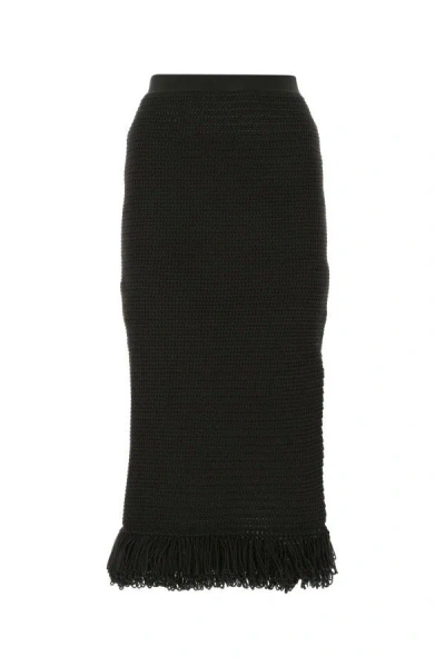 Bottega Veneta Woman Dark Brown Cotton Skirt In Black
