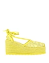 Bottega Veneta Woman Espadrilles Acid Green Size 6 Textile Fibers, Soft Leather In Black