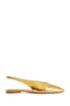 Bottega Veneta Metallic Leather Slingback Ballerina Flats In Gold