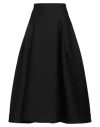 Bottega Veneta Womens Black Compact Pleated Wool Midi Skirt