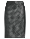 Bottega Veneta Womens Intrecciato Two-slip-pockets Leather Midi Skirt Black In Green
