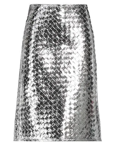 Bottega Veneta Woman Midi Skirt Silver Size 4 Lambskin