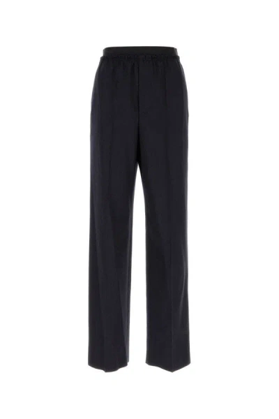 Bottega Veneta Women Midnight Blue Wool Wide-leg Pant In Black