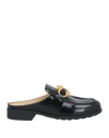 Bottega Veneta Rounded Toe Black Mules With Decorative Element In Black